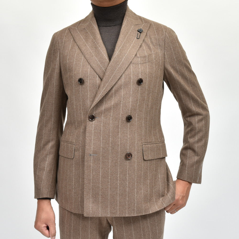 LARDINI(ラルディーニ) ADVANCEアドヴァンス カシミアサキソニーチョークストライプ6B1プリーツダブルスーツ JA6104AQ/IVSF63528