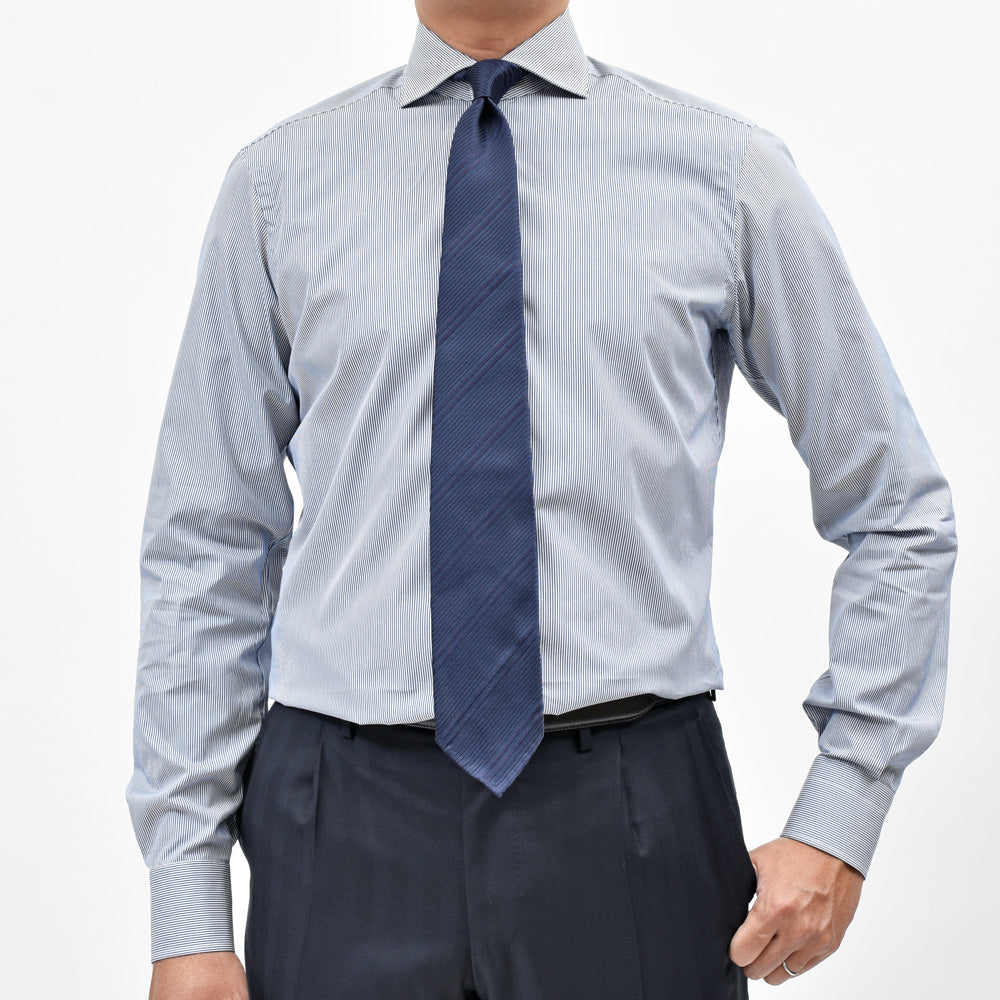 BARBA(バルバ) 406 コットンブロードストライプワイドカラーシャツ 489-21456