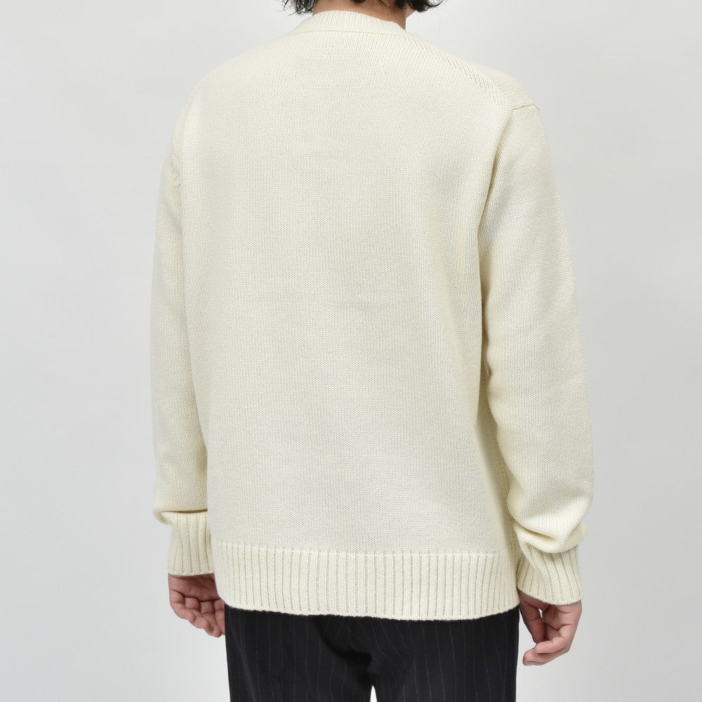 garoh(ガロウ) garoh knit01 ミドルゲージウールクルーネックニット