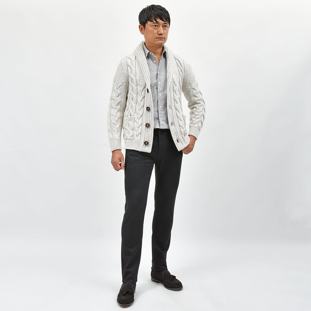 Settefili Cashmere セッテフィーリ カシミア カシミヤ ケーブル ショールカラー ニットカーディガン
