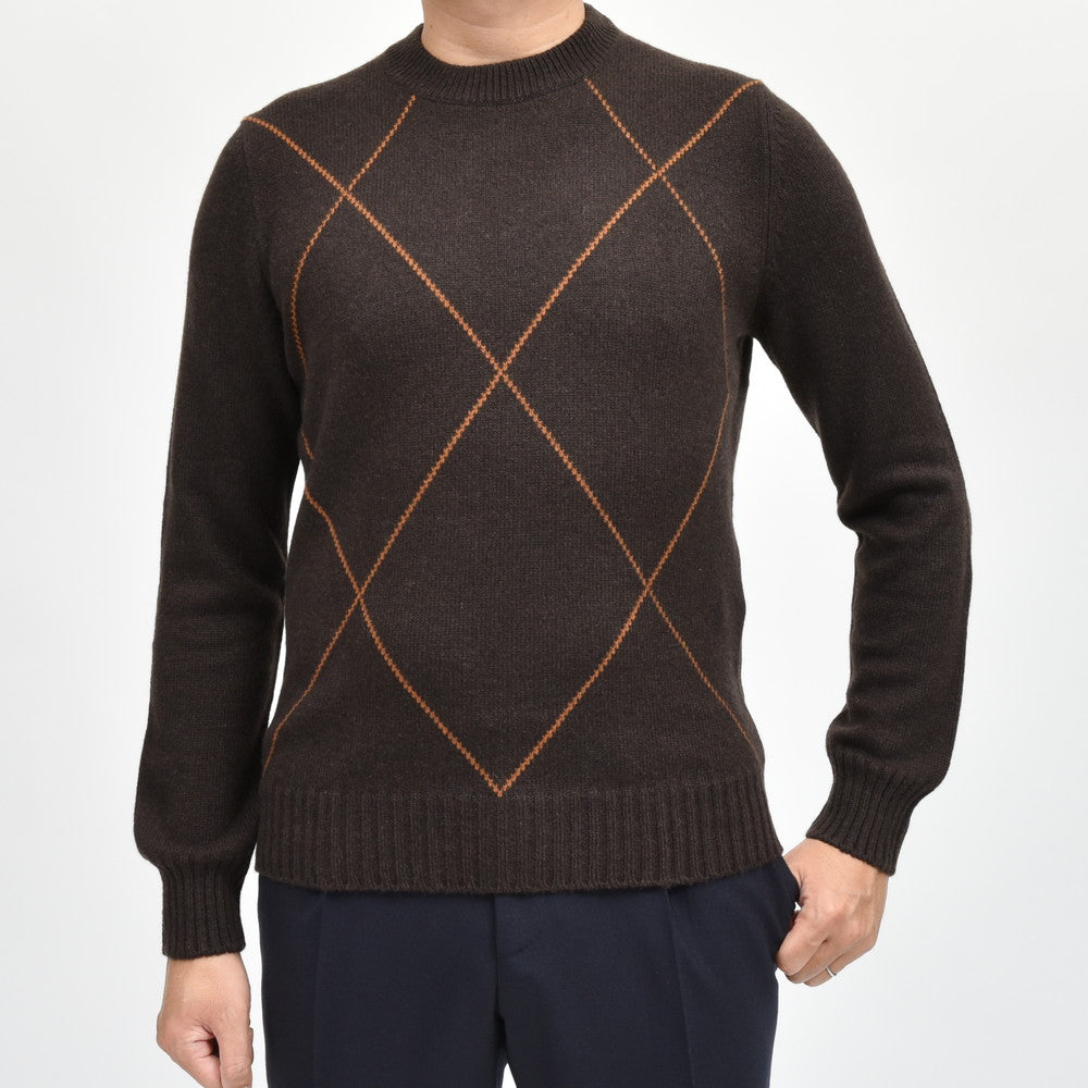 GRAN SASSO(グランサッソ) エコカシミアウールアーガイルクルーネックニット 13125/15911