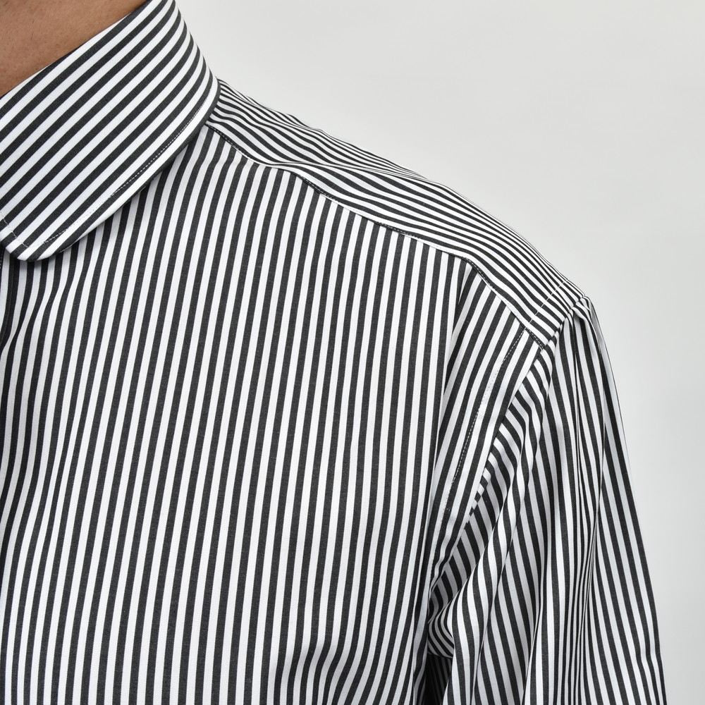 garoh(ガロウ) dress shirts01 コットンブロードストライプラウンドタブカラーシャツ