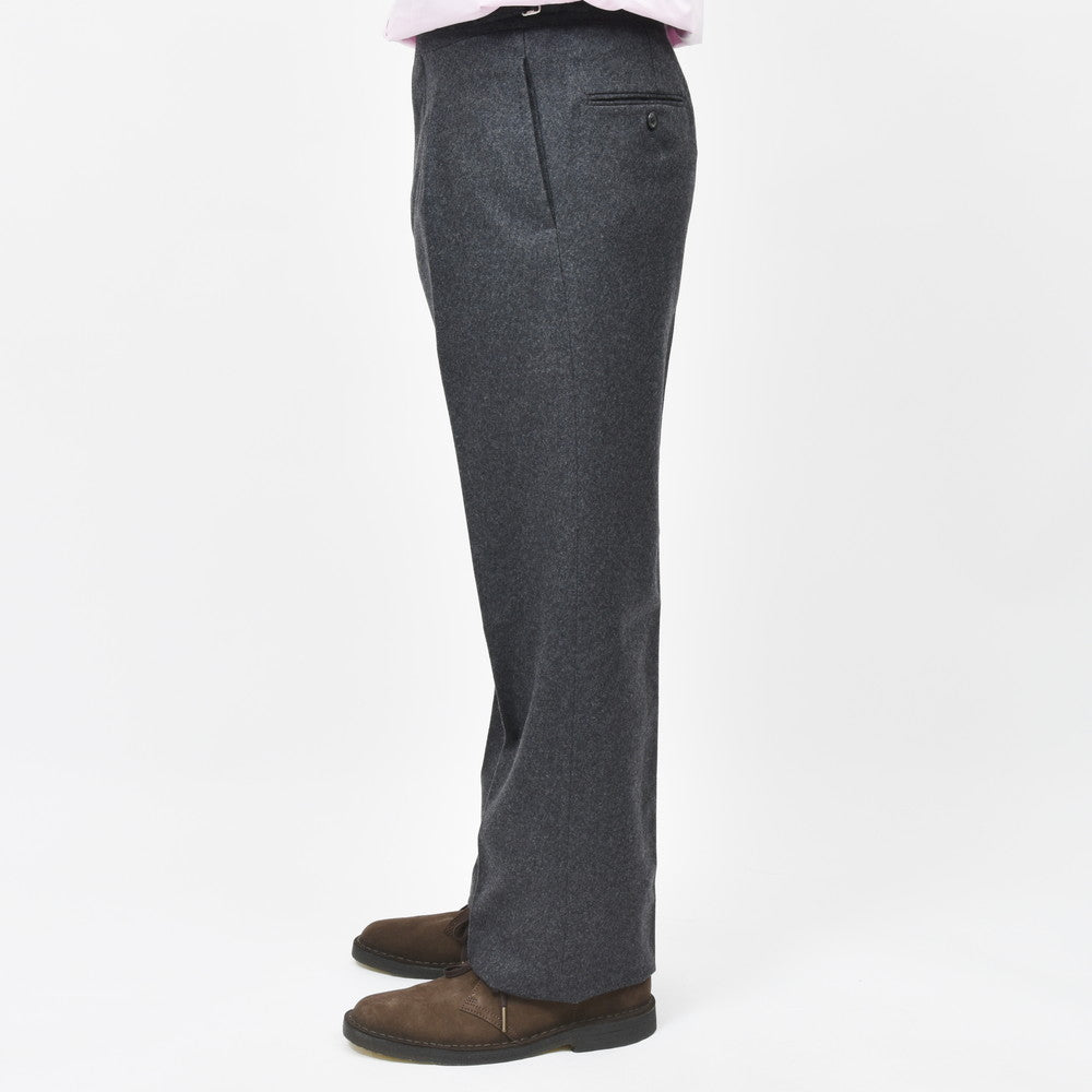 garoh(ガロウ) pants03 ウールフランネル1プリーツサイドアジャスターテーパードパンツ