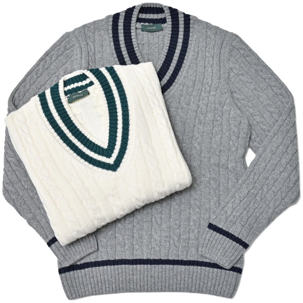 ZANONE(ザノーネ) ミドルゲージウールケーブルVネックチルデンニット V/SLIM FIT/810123/ZN251/25443