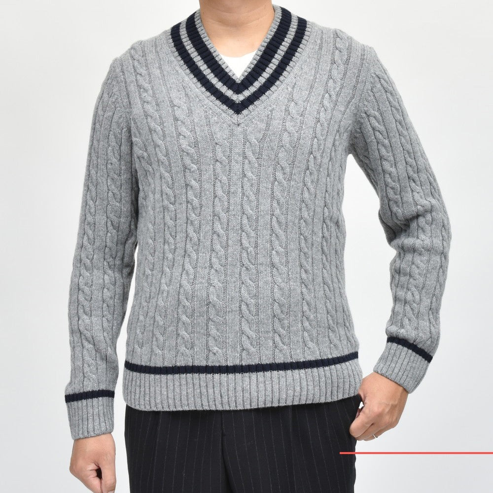 ZANONE(ザノーネ) ミドルゲージウールケーブルVネックチルデンニット V/SLIM FIT/810123/ZN251/25443