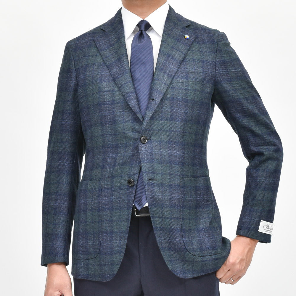 Belvest(ベルベスト) ウールカシミアシルクブラックウォッチ3BジャケットG10307-23804/GJ