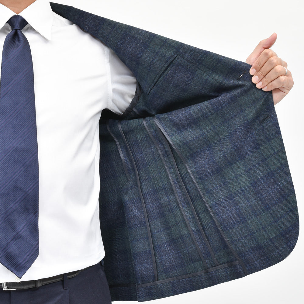 Belvest(ベルベスト) ウールカシミアシルクブラックウォッチ3BジャケットG10307-23804/GJ