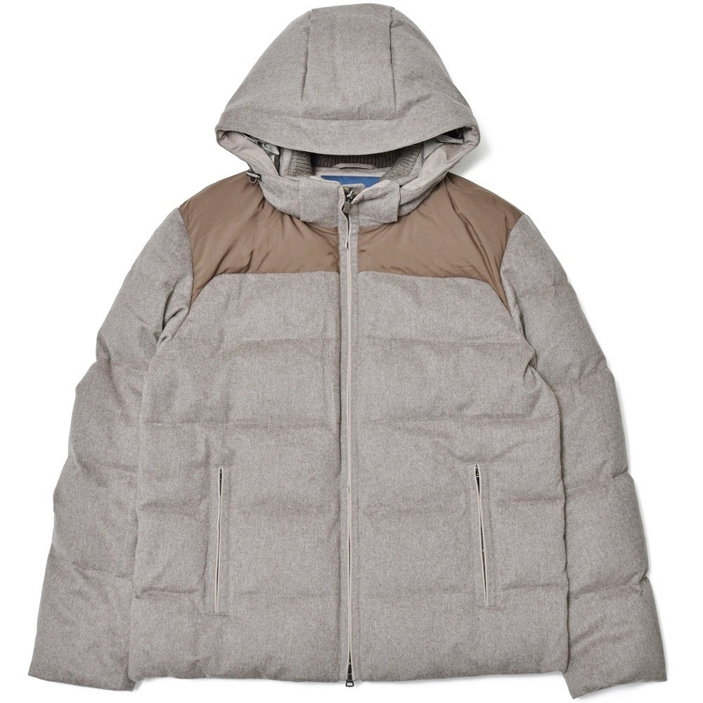 PAUL & SHARK(ポール アンド シャーク) Loro Piana Green Storm System ウォータープルーフカシミアフランネルダウンフーディージャケット