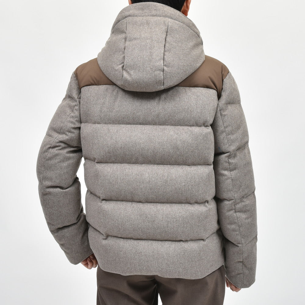PAUL & SHARK(ポール アンド シャーク) Loro Piana Green Storm System ウォータープルーフカシミアフランネルダウンフーディージャケット