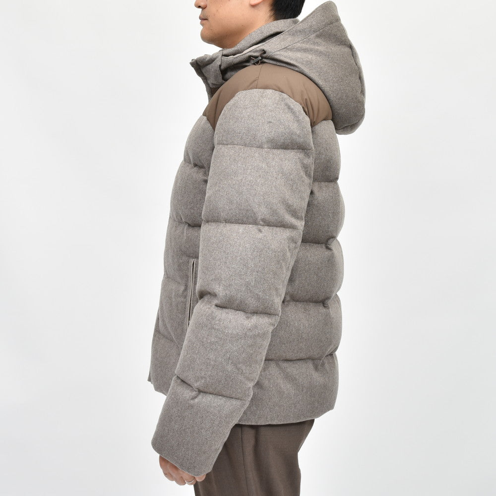 PAUL & SHARK(ポール アンド シャーク) Loro Piana Green Storm System ウォータープルーフカシミアフランネルダウンフーディージャケット