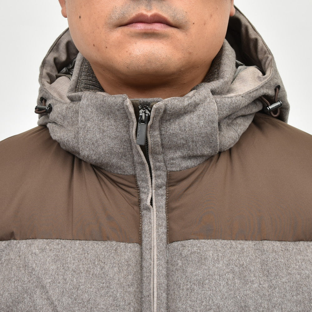 PAUL & SHARK(ポール アンド シャーク) Loro Piana Green Storm System ウォータープルーフカシミアフランネルダウンフーディージャケット
