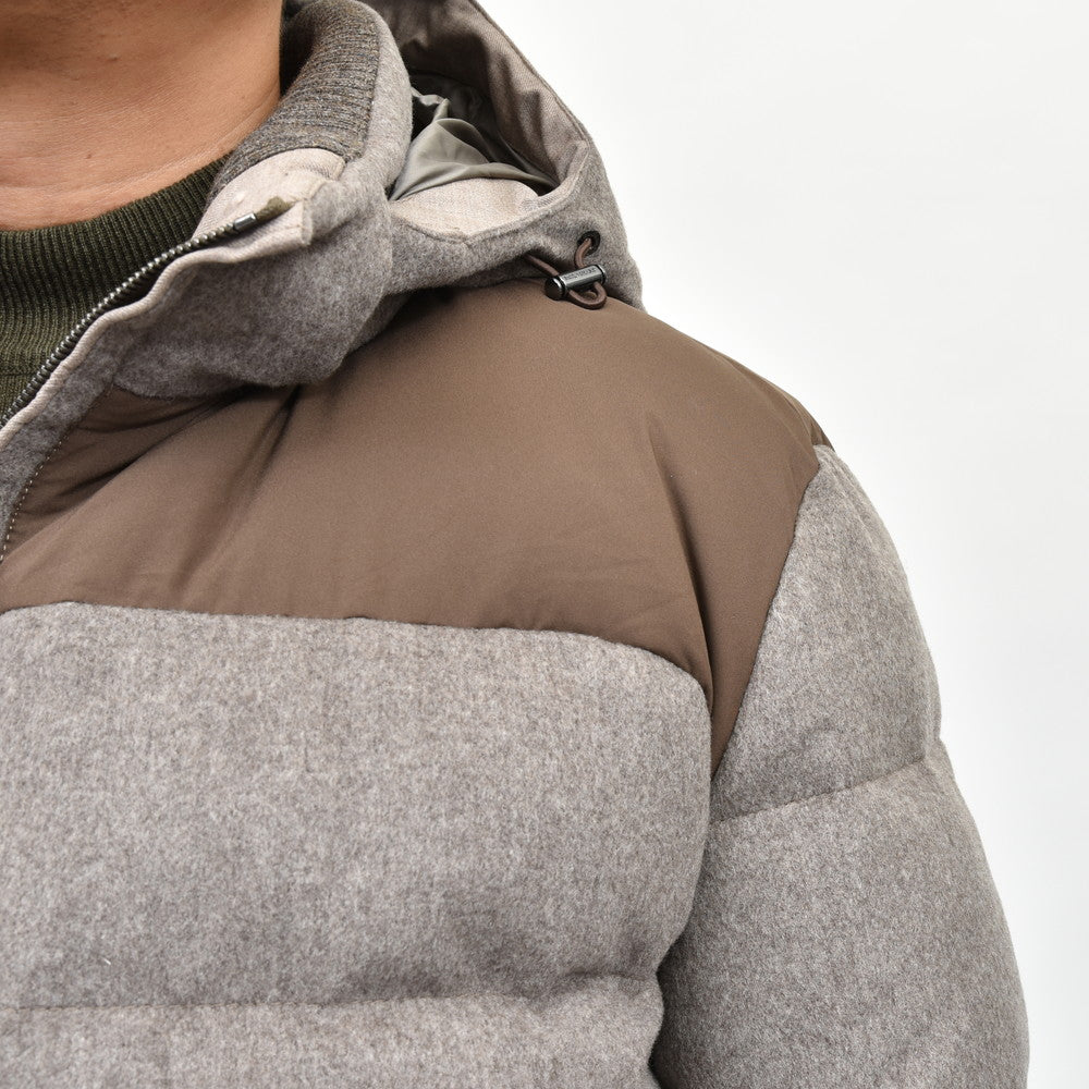 PAUL & SHARK(ポール アンド シャーク) Loro Piana Green Storm System ウォータープルーフカシミアフランネルダウンフーディージャケット
