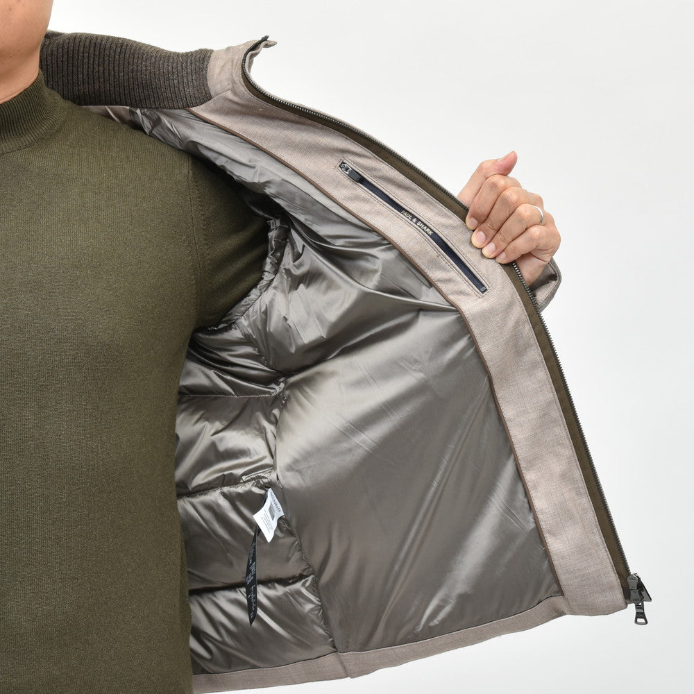 PAUL & SHARK(ポール アンド シャーク) Loro Piana Green Storm System ウォータープルーフカシミアフランネルダウンフーディージャケット