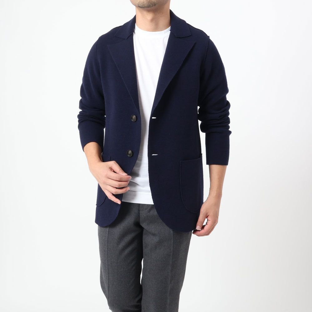 セッテフィーリカシミア / ウール&カシミア 2つボタン ニットジャケット/JACKET SB/MA/ネイビー