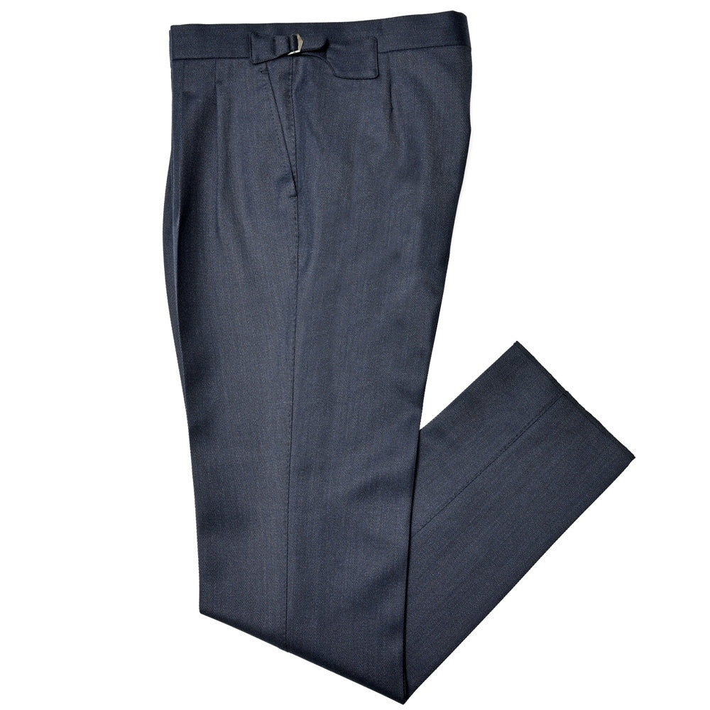 garoh ガロウ pants02 ウール カバートクロス 2プリーツ サイドアジャスター テーパードパンツ