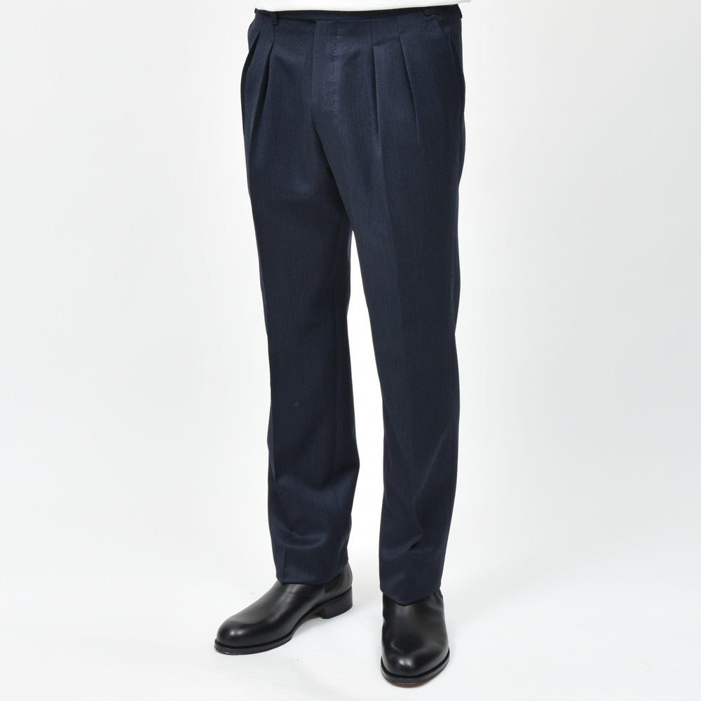 garoh(ガロウ) pants02 ウールカバートクロス2プリーツサイドアジャスターテーパードパンツ