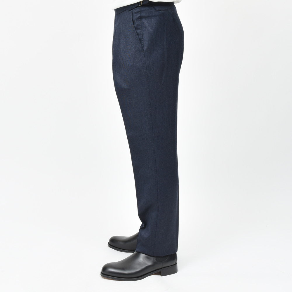 garoh(ガロウ) pants02 ウールカバートクロス2プリーツサイドアジャスターテーパードパンツ