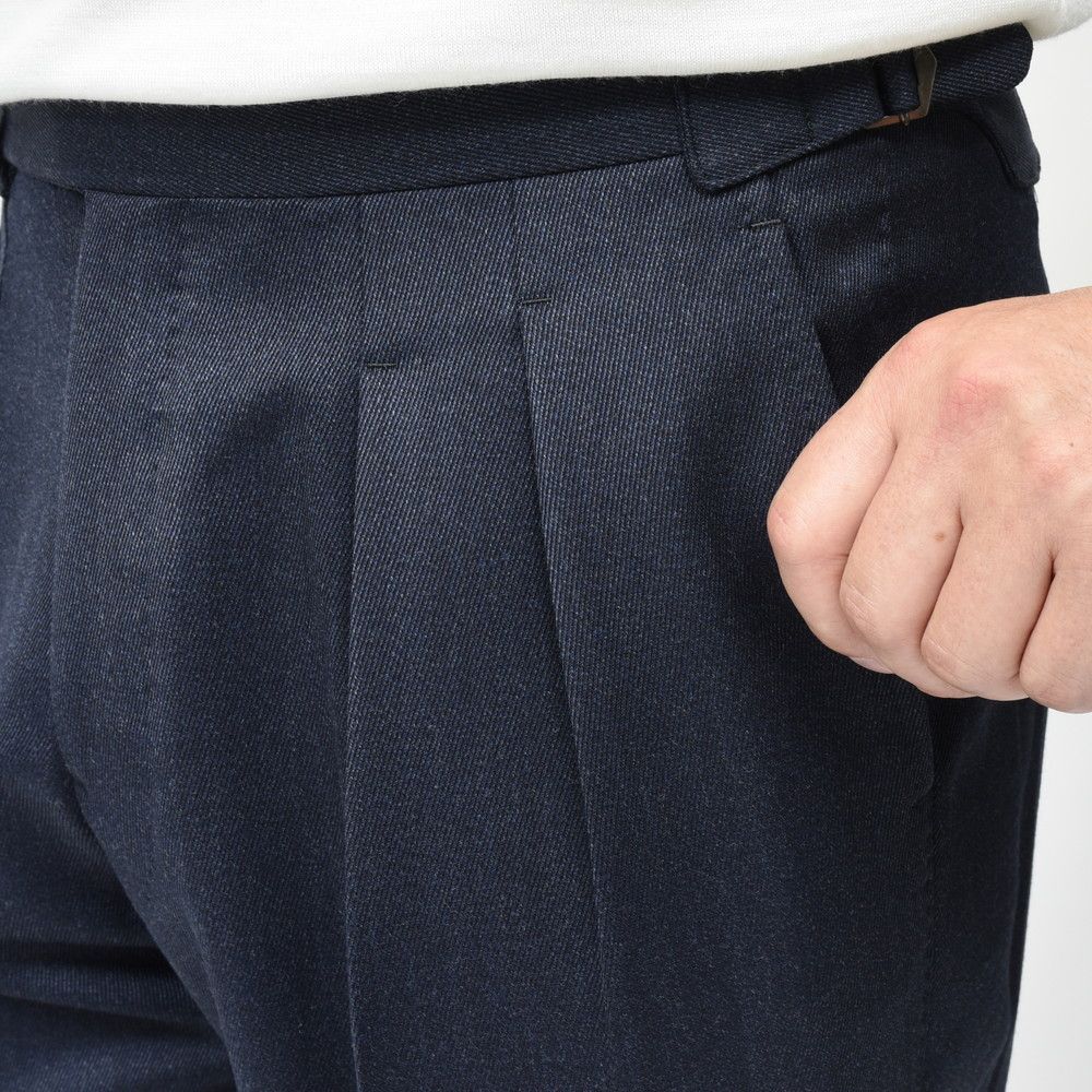 garoh(ガロウ) pants02 ウールカバートクロス2プリーツサイドアジャスターテーパードパンツ