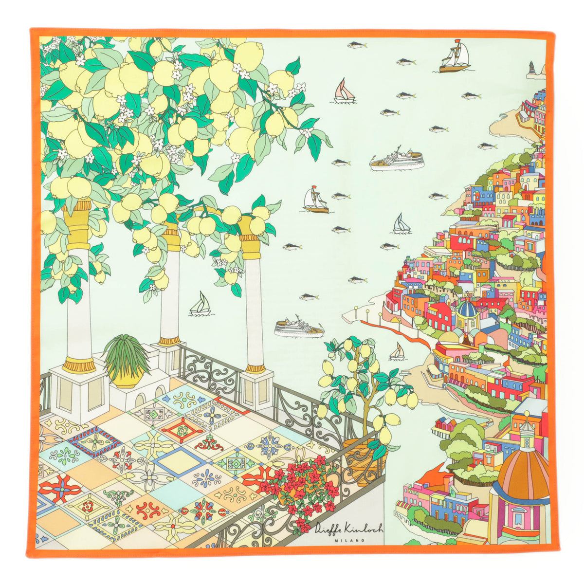 ディエッフェ キンロック / コットン ハンカチ/HANDKERCHIRF 海岸 Amalfi Coast