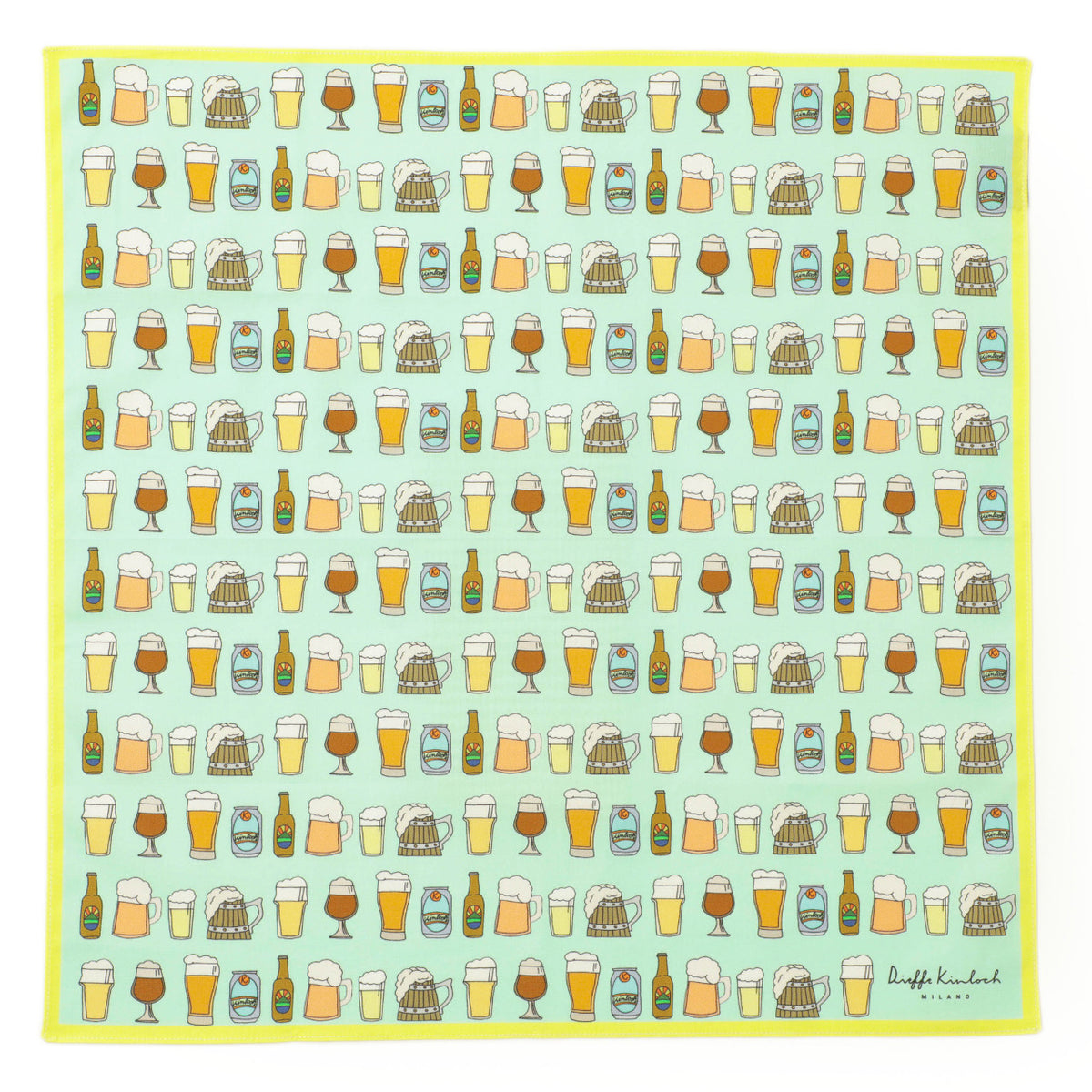 ディエッフェ キンロック / コットン ハンカチ/HANDKERCHIRF ビール BEER ALL OVER LIGHT GREEN