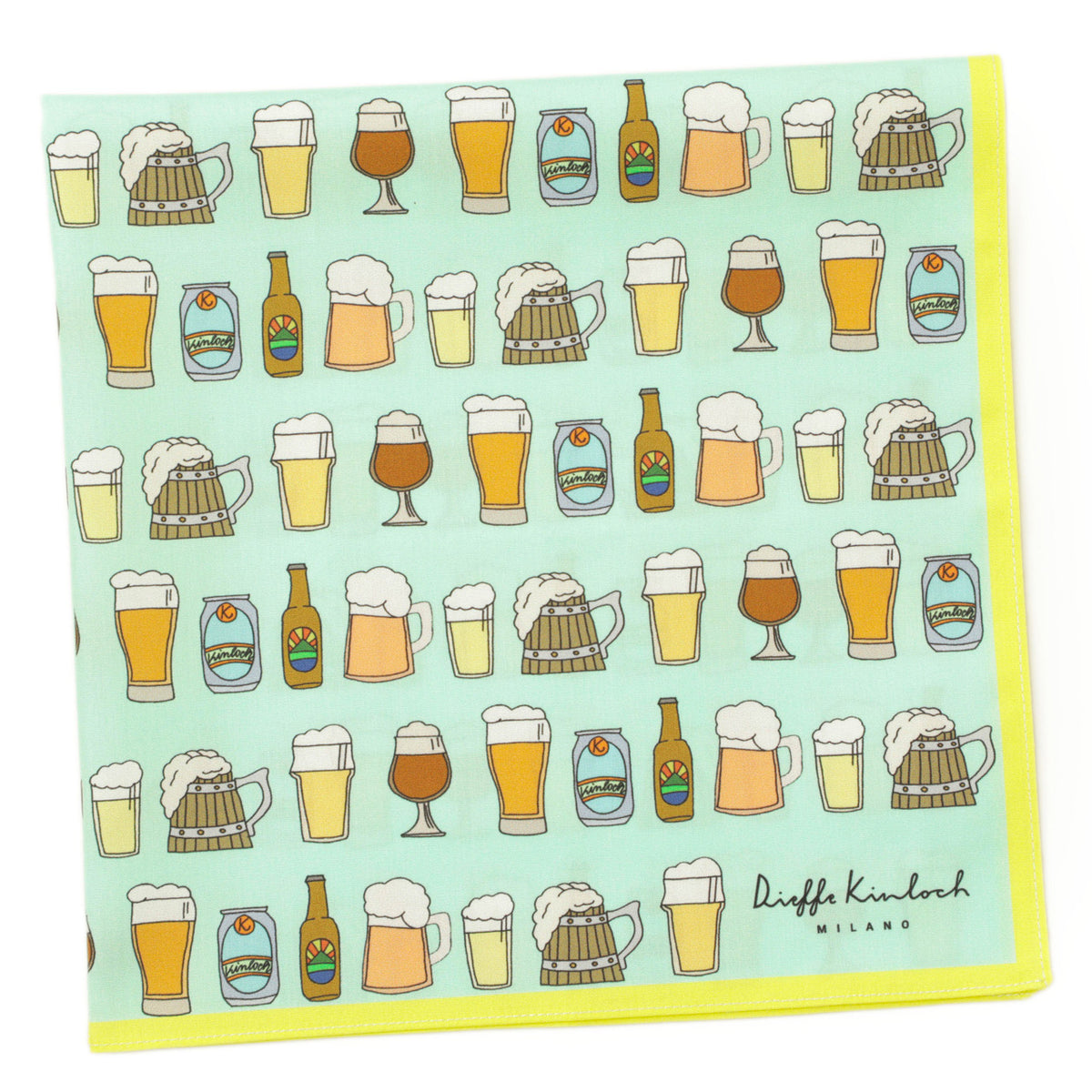 ディエッフェ キンロック / コットン ハンカチ/HANDKERCHIRF ビール BEER ALL OVER LIGHT GREEN