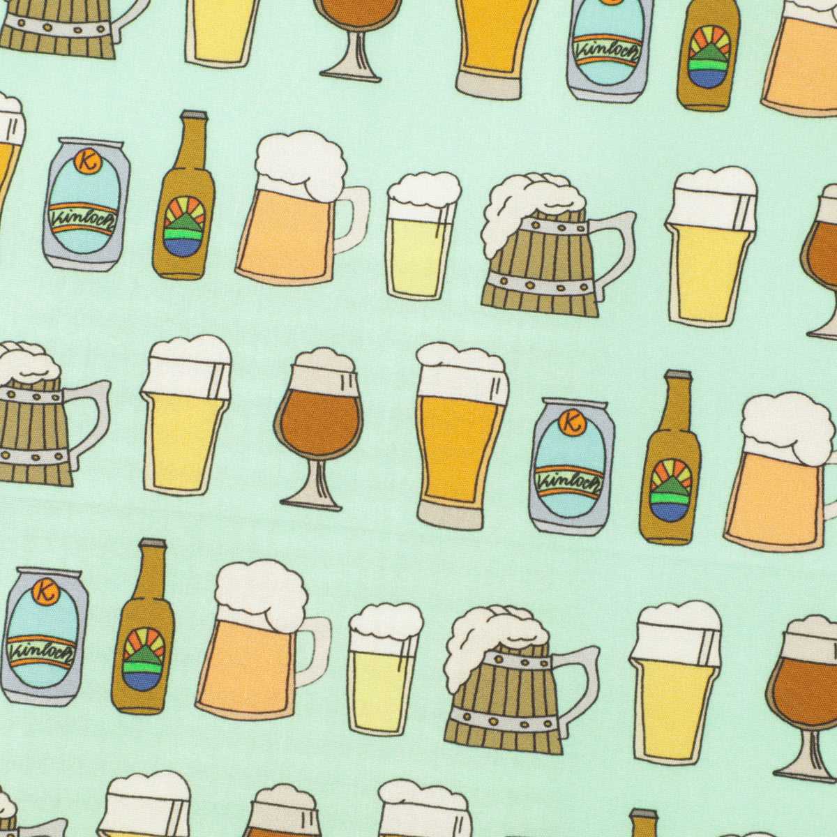 ディエッフェ キンロック / コットン ハンカチ/HANDKERCHIRF ビール BEER ALL OVER LIGHT GREEN