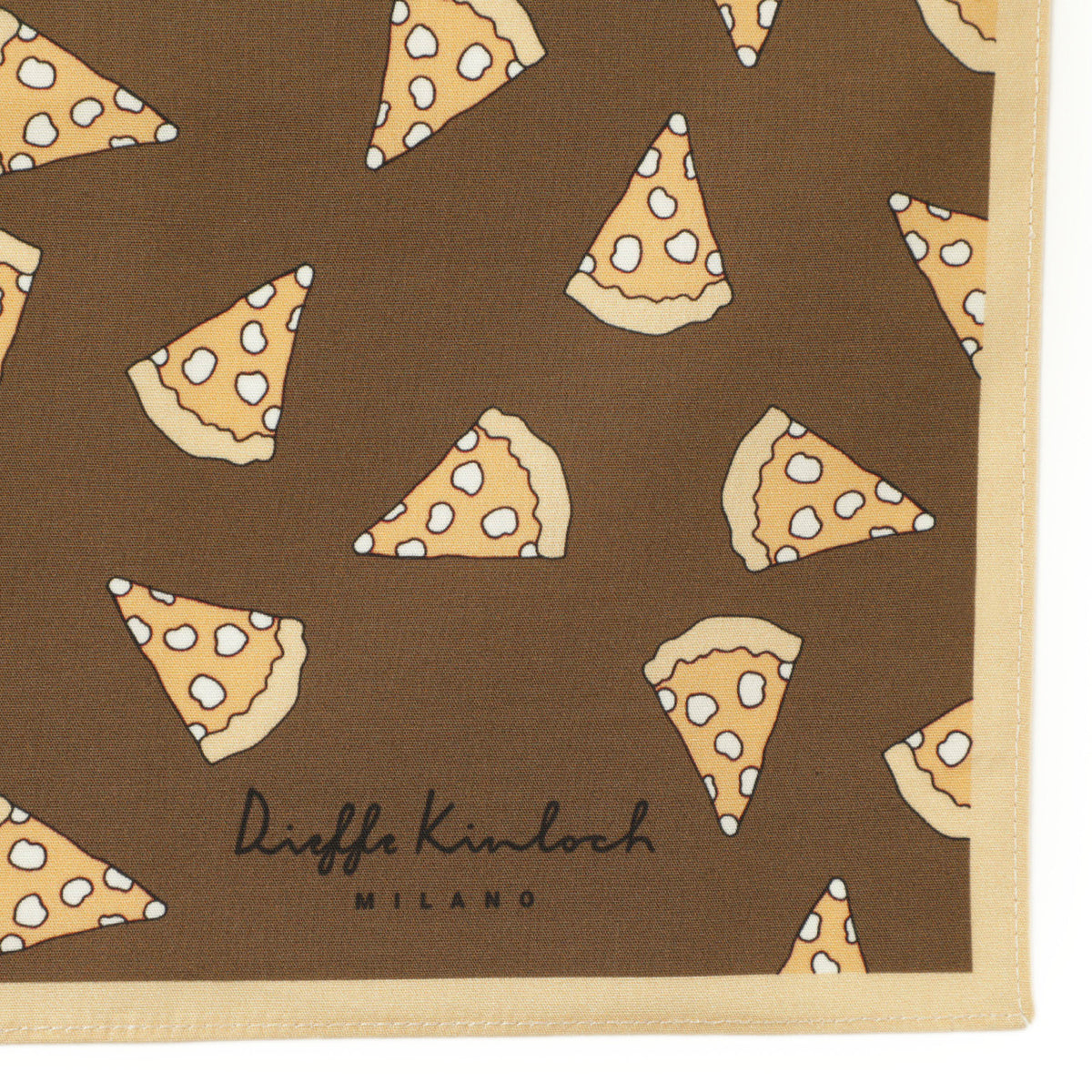ディエッフェ キンロック / コットン ハンカチ/HANDKERCHIRF チーズピザ CHEESE PIZZA ALL OVER BROWN