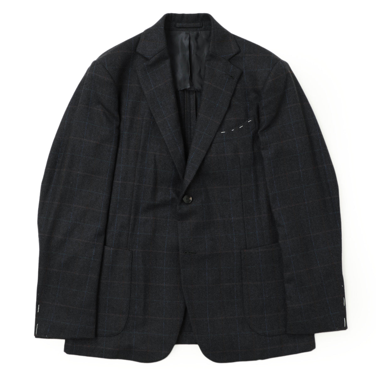 フィンジャック / カシミヤ グアナコ チェック×ヘリンボーン 2Bジャケット/SGCS 23ITXF005 NAVY ネイビー