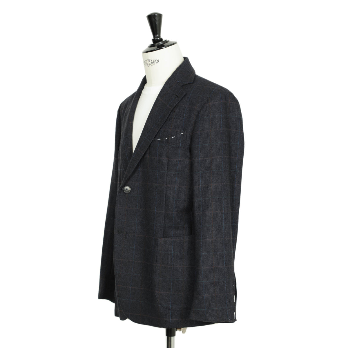 フィンジャック / カシミヤ グアナコ チェック×ヘリンボーン 2Bジャケット/SGCS 23ITXF005 NAVY ネイビー