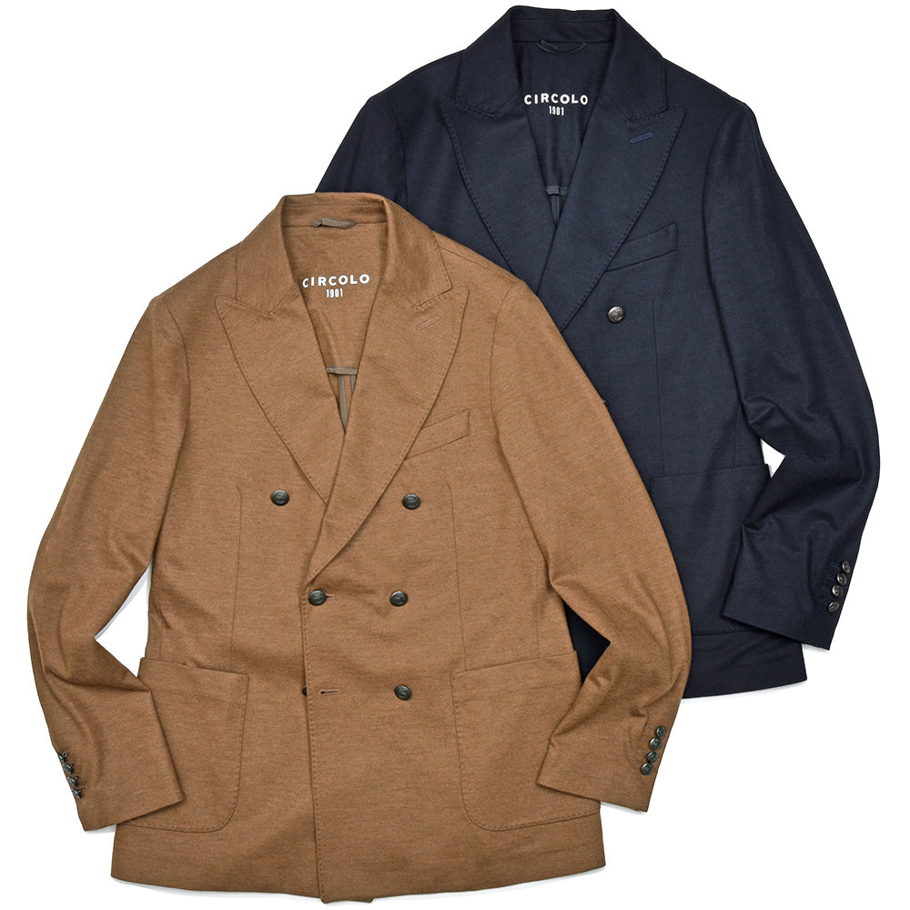CIRCOLO 1901 チルコロ1901 ヴァージンウール カシミヤ ストレッチ ジャージー メタルボタン ダブル6Bジャケット