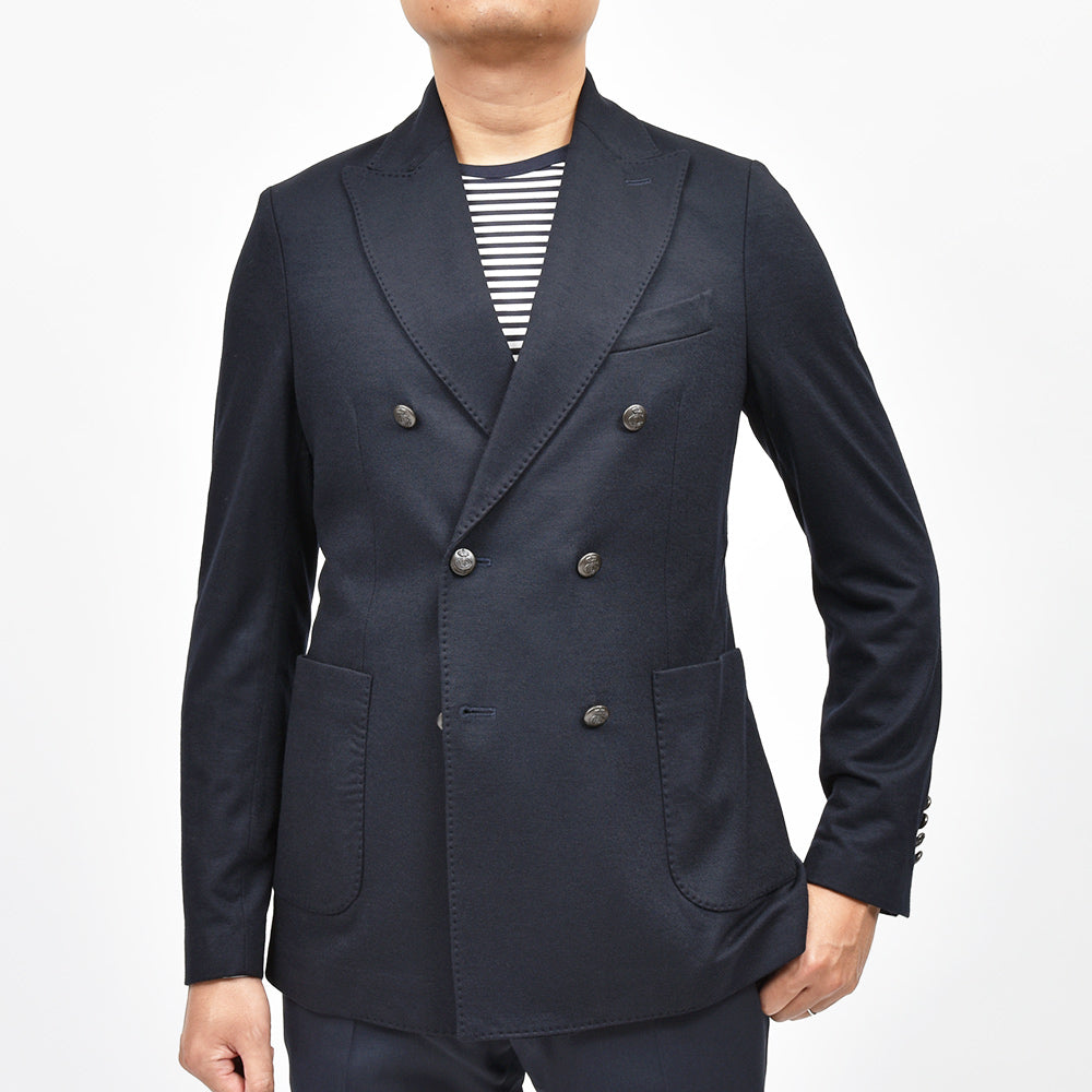 CIRCOLO 1901 チルコロ1901 ヴァージンウール カシミヤ ストレッチ ジャージー メタルボタン ダブル6Bジャケット