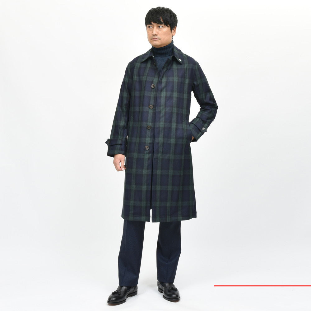 Whiteley&Green(ホワイトリー アンド グリーン) BRADFORD ウールフランネルブラックウォッチバルカラーコート