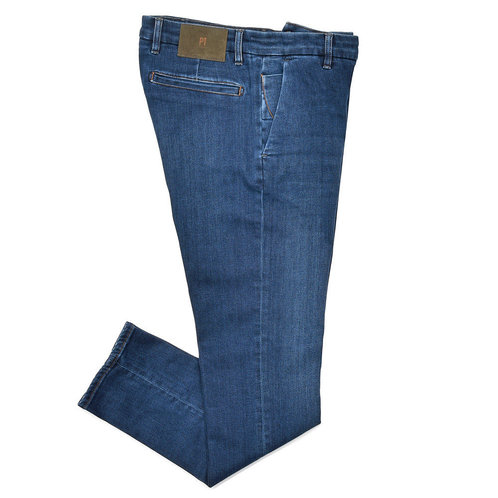 PT TORINO DENIM ピーティートリノデニム ring別注 コットンセルロースポリエステルストレッチ ウォッシュドデニムスラックス HOUSE/SUPERSLIM FIT/CA5030