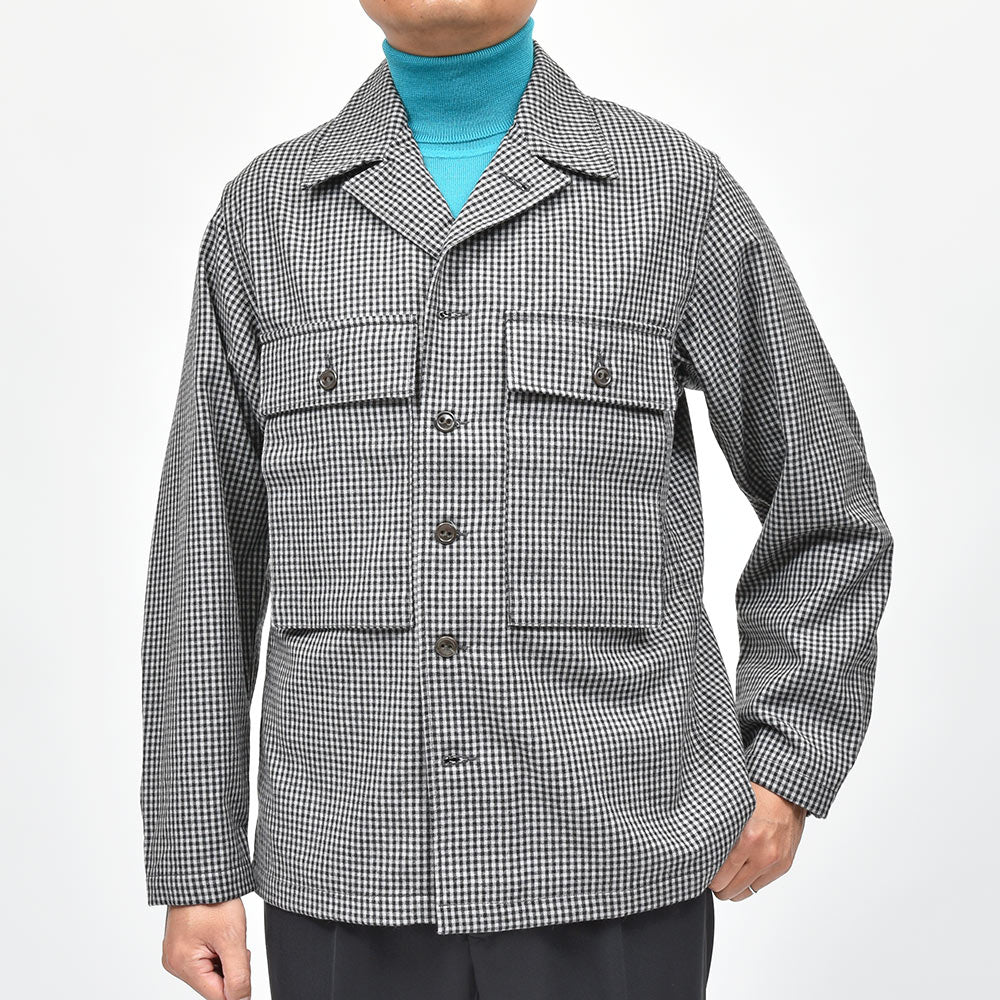 COHERENCE コヒーレンス VERNON-D ウール ツイル ROVER WOOL TWILL ギンガムチェック ミリタリーシャツジャケット