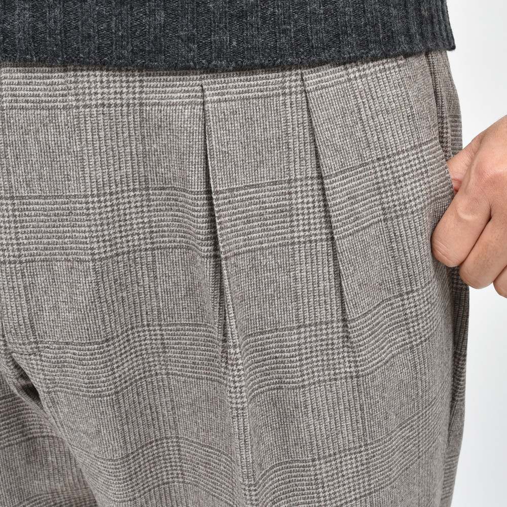 BERWICH(ベルウィッチ) SCOTCHスコッチ Loro Piana ストレッチウールサキソニーグレンチェック2インプリーツクロップドパンツ LP1760X