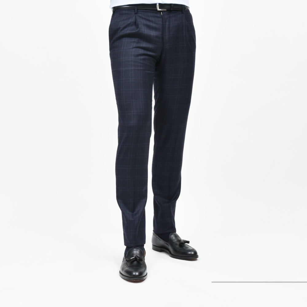 INCOTEX(インコテックス) SLIM FIT SUPER110'sウールサキソニーチェック1Pテーパードパンツ 1T0031-1783A/21681 13042206052