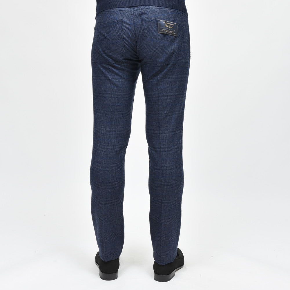 TRAMAROSSA(トラマロッサ) Blue Goldブルーゴールド MICHELANGELO ZIP ストレッチウールサキソニーグレンチェックテーパードパンツ 414-31271012