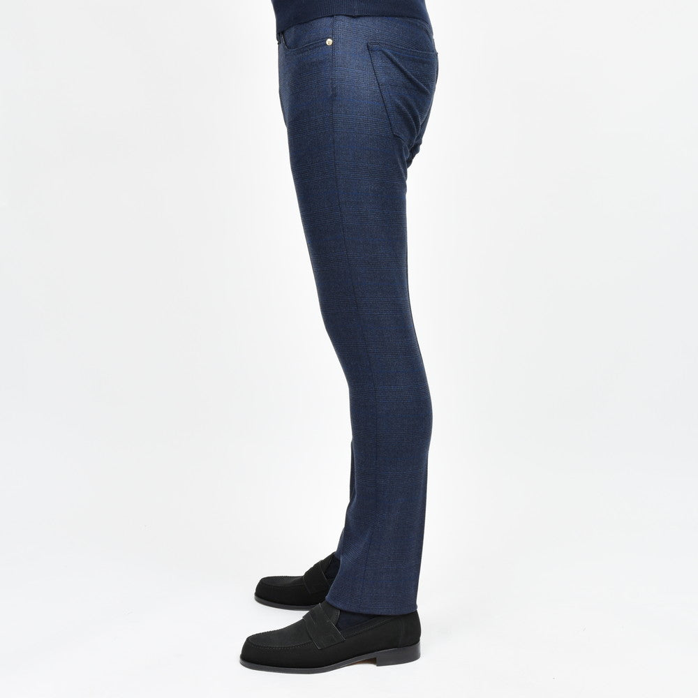 TRAMAROSSA(トラマロッサ) Blue Goldブルーゴールド MICHELANGELO ZIP ストレッチウールサキソニーグレンチェックテーパードパンツ 414-31271012