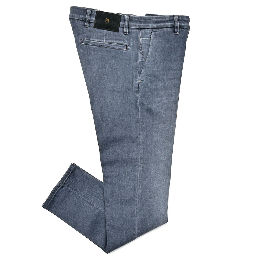 PT TORINO DENIM ピーティートリノデニム ring別注 コットンセルロースポリエステルストレッチ ブラックデニムスラックス HOUSE/SUPERSLIM FIT/CA4710