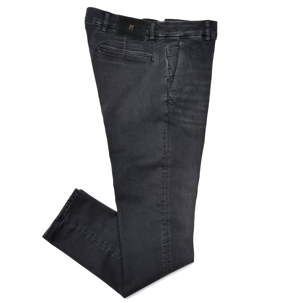 PT TORINO DENIM ピーティートリノデニム ring別注 コットンレーヨンポリエステルストレッチ ブラックデニムスラックス HOUSE/SUPERSLIM FIT/OA3150