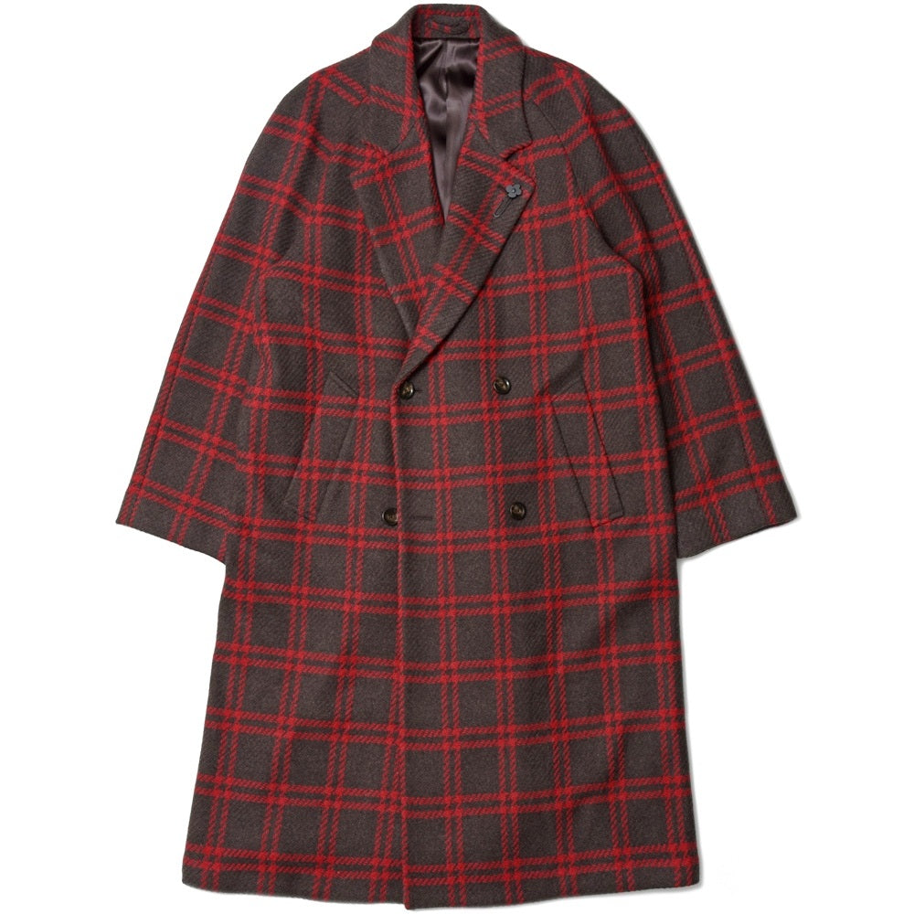 LARDINI(ラルディーニ) ブラッシュドウールライトツィードダブルウインドーペーンダブルブレストチェスターコート JA23027/IVC63611 4216-723027611