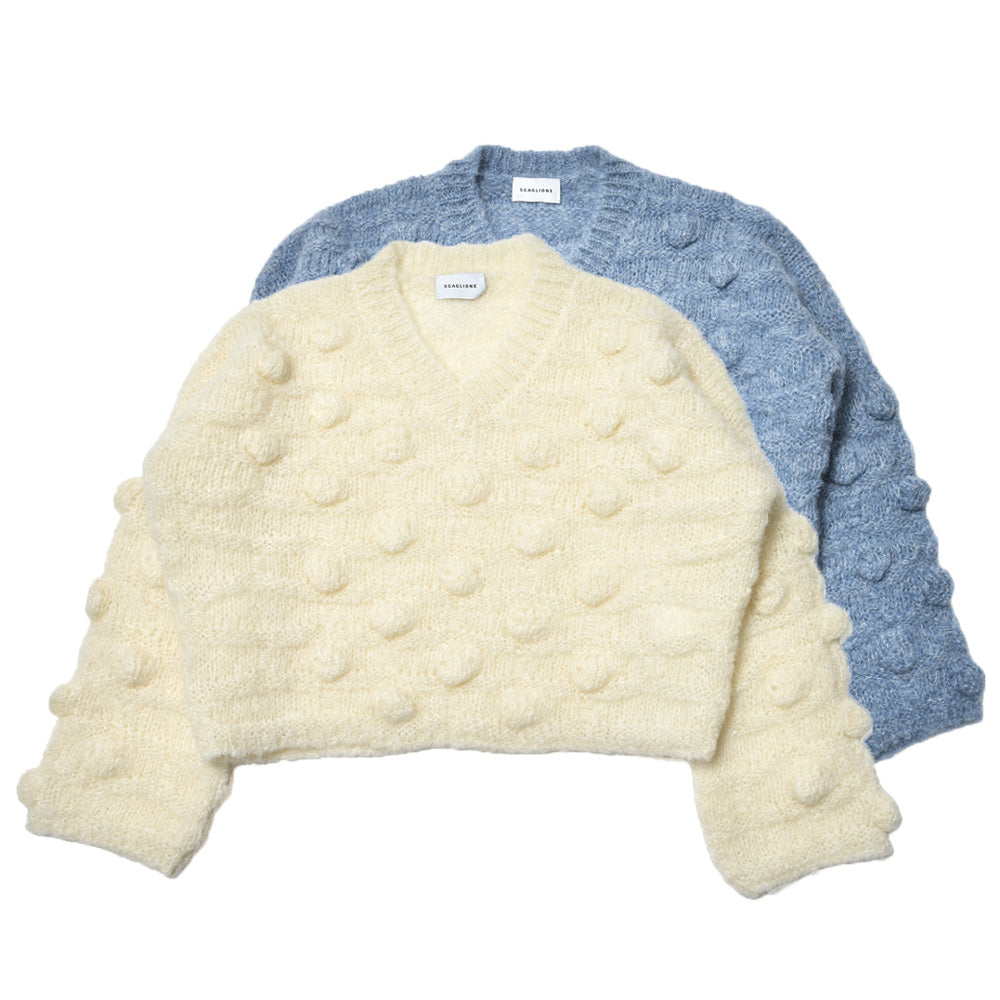 SCAGLIONE(スカリオーネ)<BR>DNW154 ローゲージモヘアアルパカドットVネックニット