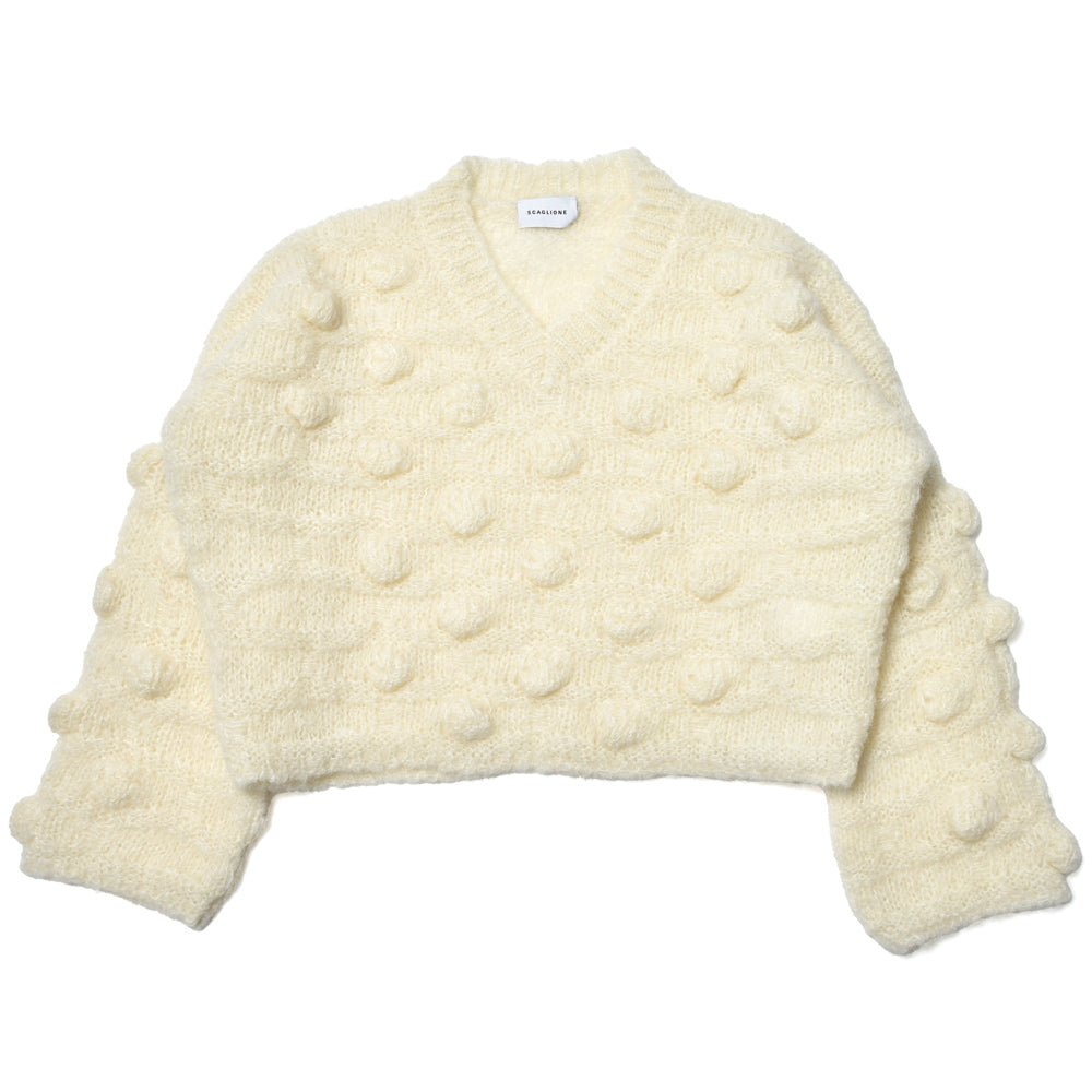 SCAGLIONE(スカリオーネ)<BR>DNW154 ローゲージモヘアアルパカドットVネックニット