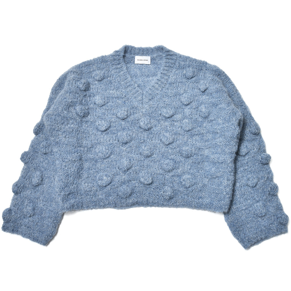 SCAGLIONE(スカリオーネ)<BR>DNW154 ローゲージモヘアアルパカドットVネックニット