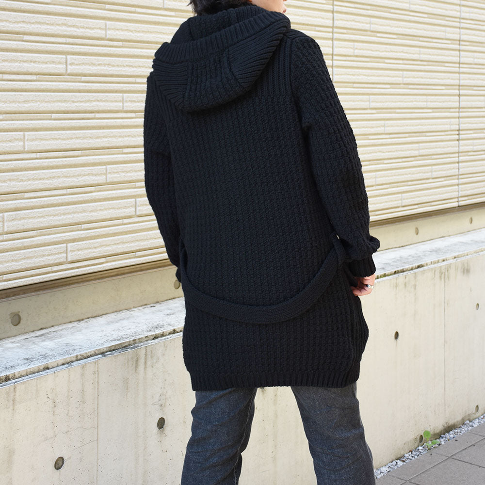 タリアトーレ / デタッチャブルフード ベルテッド ニットコート/FERNIE PWI24-02/ブラック