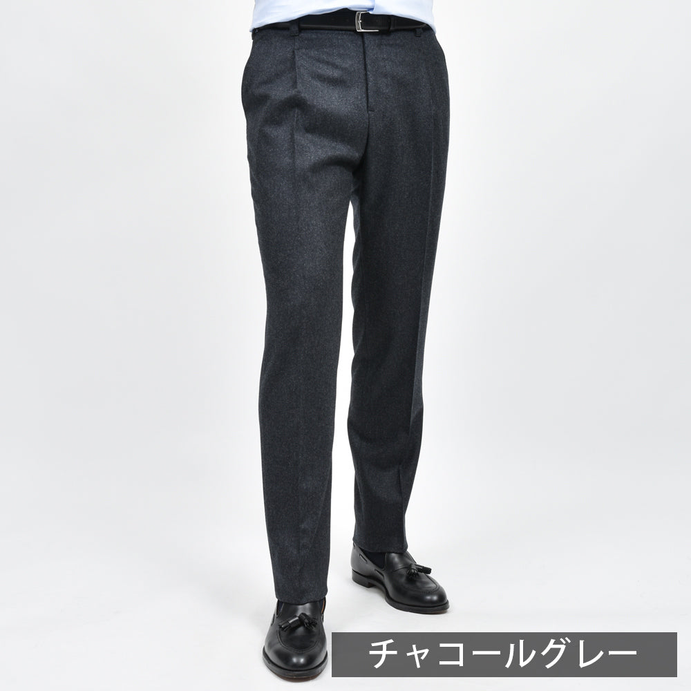 IGARASHI TROUSERS(五十嵐トラウザーズ) ウールフランネルソリッド1プリーツスリムテーパードパンツ IGT/1OUTP-01 13042207187