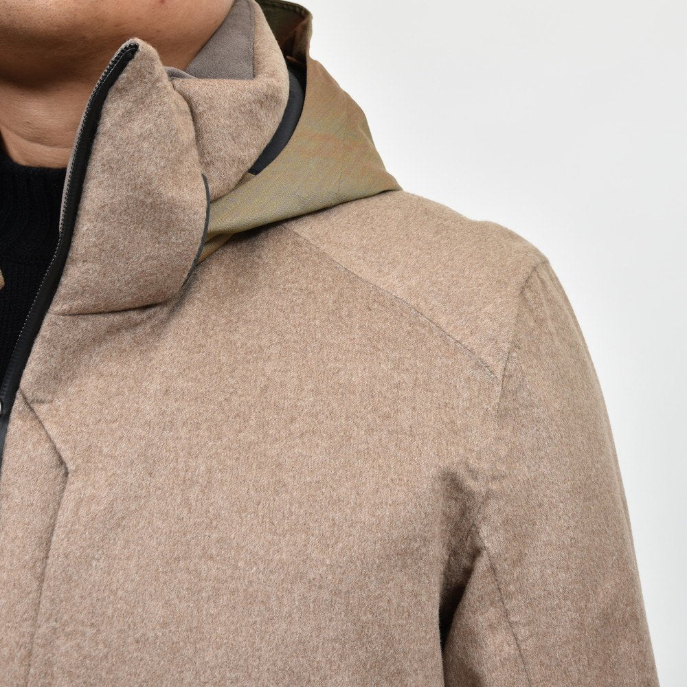 SEASE(シーズ) BALMA JACKET ウォーターレペレントカシミアサキソニーパデッドフーディーブルゾン 0S031TN