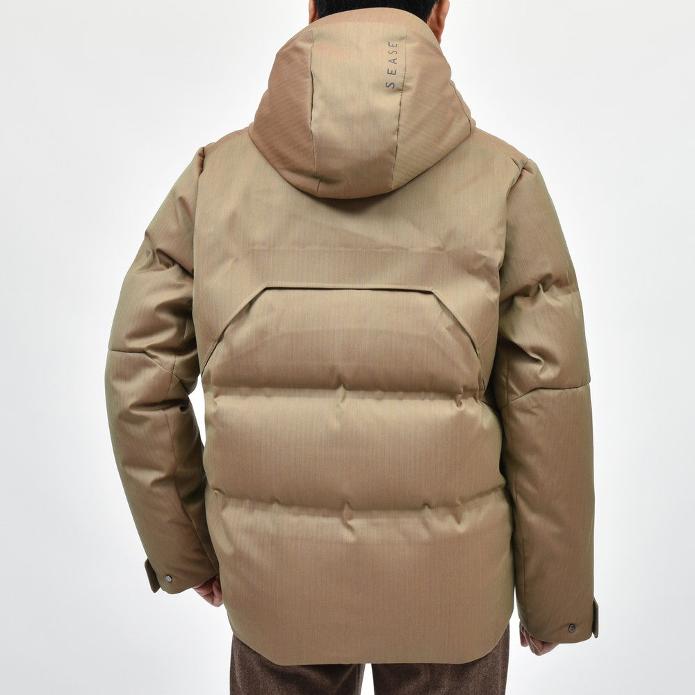 SEASE(シーズ) NORDEND DOWN JACKET ウォーターレペレントウールナイロンヘリンボーンソラーロダウンフーディーブルゾン OJ053TN