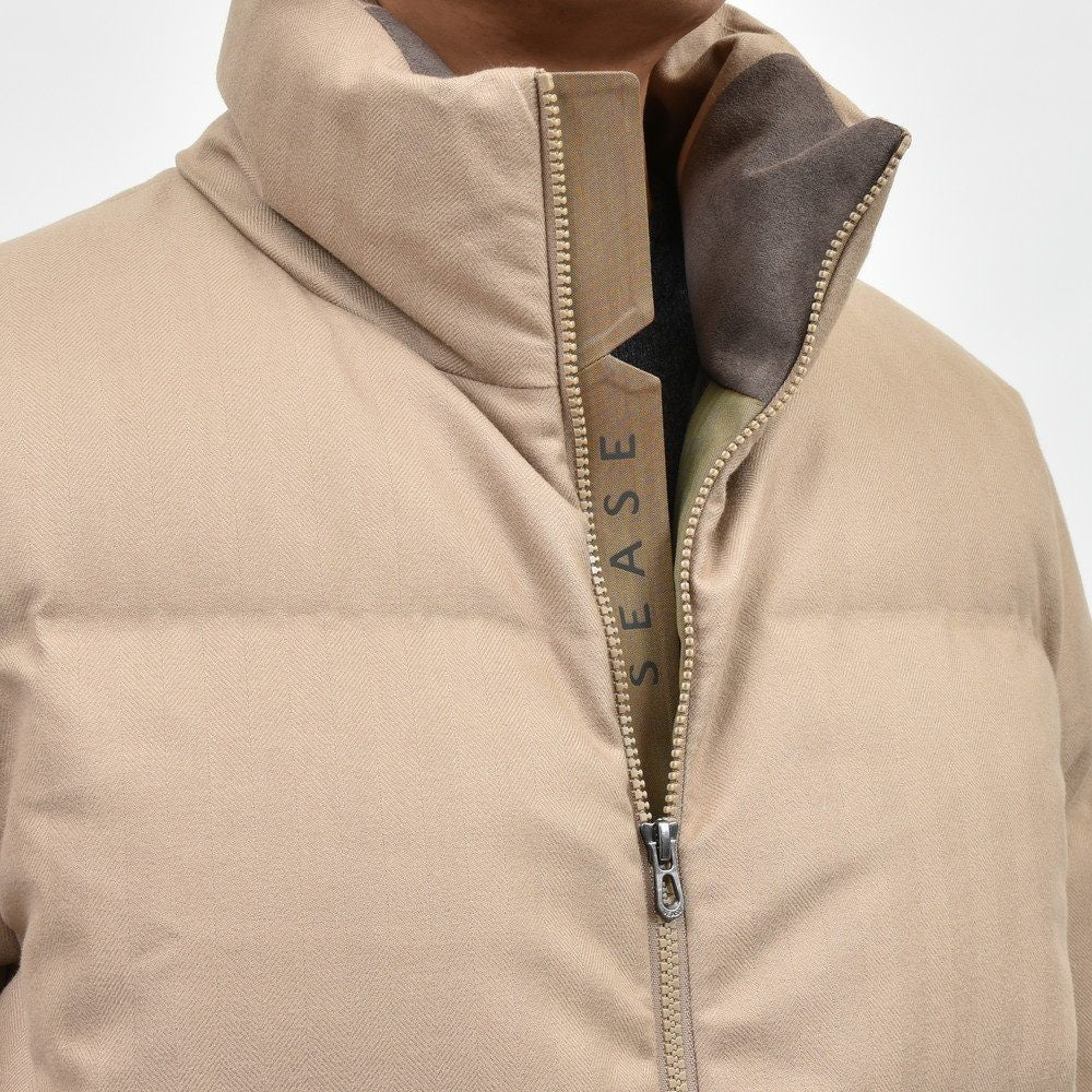 SEASE(シーズ) TRIBECA DOWN JACKET ウォーターレペレントコットンカシミアヘリンボーンスタンドカラーダウンブルゾン 0P037TN