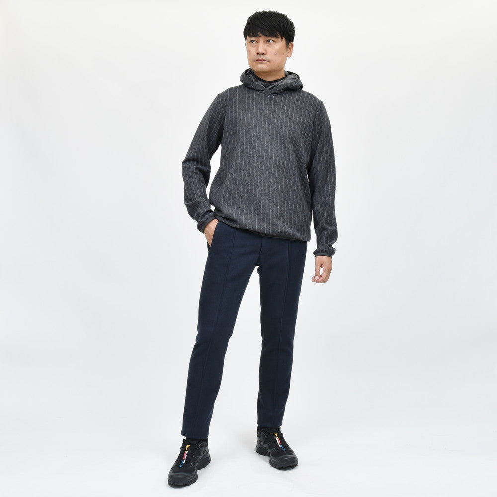 SEASE(シーズ) DRONE HOOD ウールフリースチョークストライププルオーバーフーディー SE242UAWH033TJ157